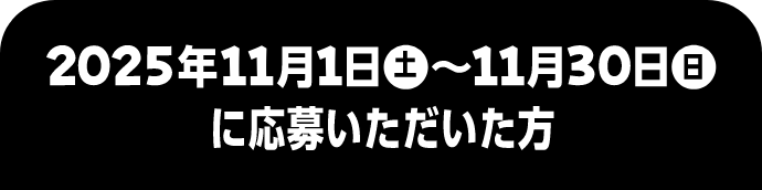 2025年11月1日 土 ~ 11月30日 日に応募いただいた方